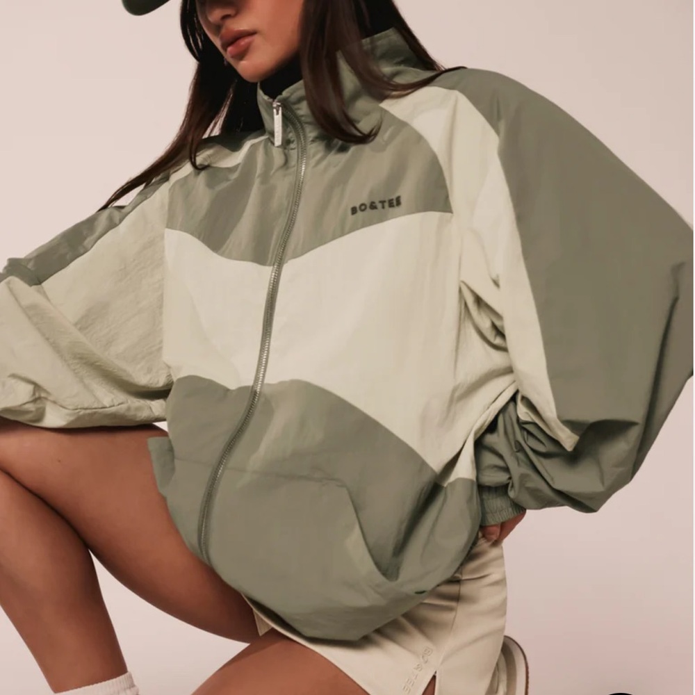 oversized color block windbreaker jacket